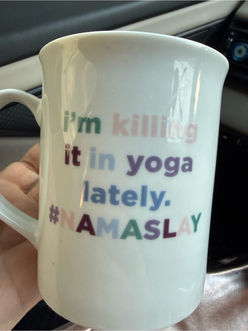 White Mug with yoga quote
